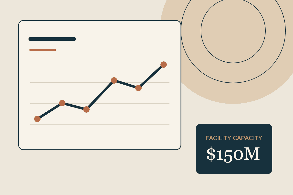 Editorial illustration of a rising credit facility performance chart